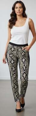 Michael Kors Snakeskin Print Front Side Stripe Skinny Pants
